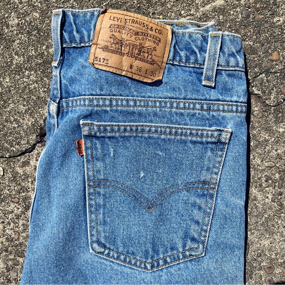 Vintage Men’s Orange Tab Levi’s 517 Bootcut Jeans Denim Size 36x30 Distressed - Picture 3 of 7